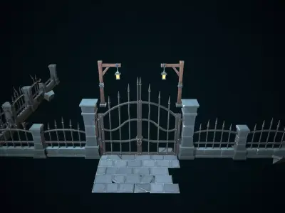 Stylized gate Low-poly 3D model