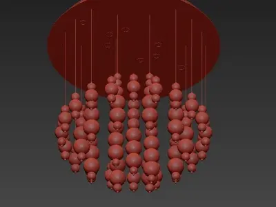 Bubble chandelier with golden glass beads 3D model