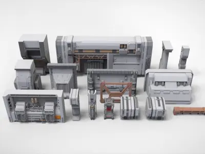 sci-fi Architecture kitbash 30 3D model