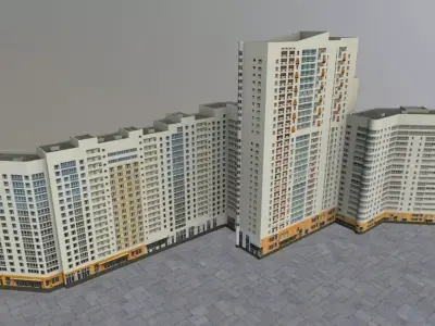 Moscow House Building01 Low-poly 3D model