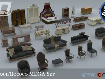 Baroque Rococo Style Mega Collection 3D Model Pack
