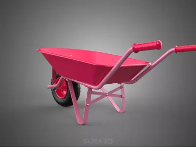 TOY PINK WHEELBARROW CART TROLLEY CHILD KIDS CHILDREN FUN PLAY 3D model
