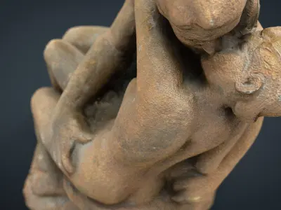 The Kiss Rodin sculpture Low-poly 3D model