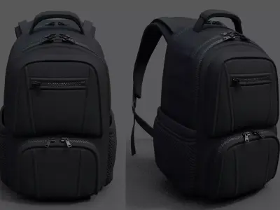 Backpack Camping Generic military Black baggage  Low-poly 3D model