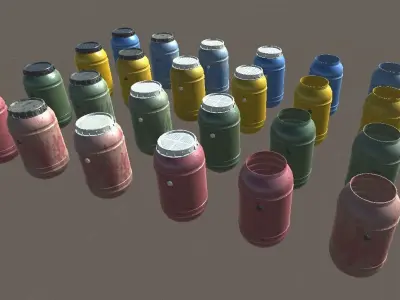 PBR Rainwater Barrels Low-poly 3D model