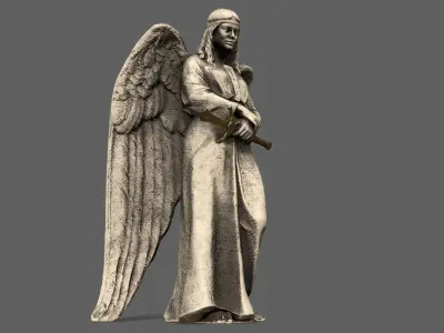 Angel holding gun Low-poly 3D model