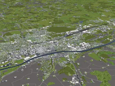 Wels Austria 50x50km 3D model