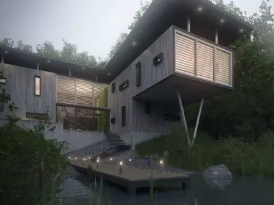 LODGE modern house in woods 3D model