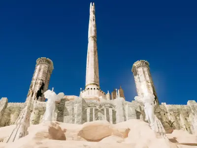 Desert Castle and Environment Free low-poly 3D model