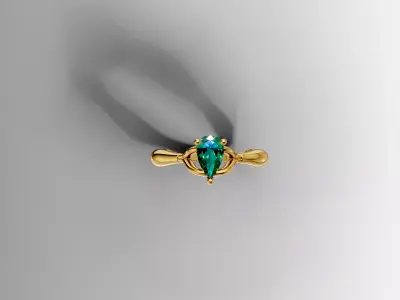 Modern Flow Solitaire Ring 3D print model
