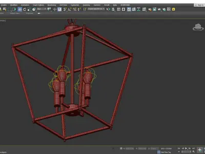 Lantern Geometric Pendant Light Wrought Iron Low-poly 3D model