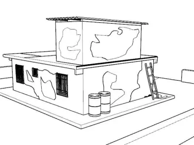 SLUM- OLD HOUSE-01 Low-poly 3D model