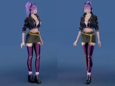 Cyber Girl - Game Ready Low-poly 3D model