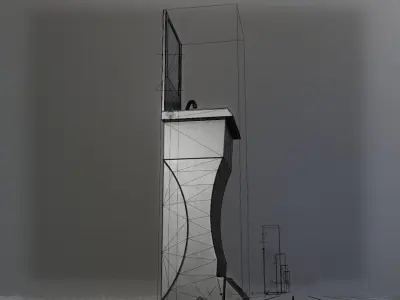 Public Sci-Fi Sink - 39 - with Mirror Low-poly 3D model