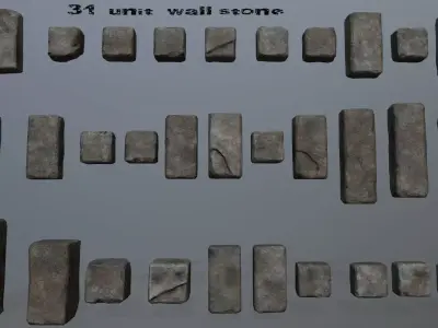 wall stone  Low-poly 3D model