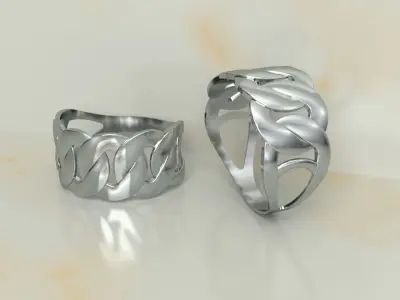 Light Miami Cuban Link Chain Ring 10mm wide 3D print model