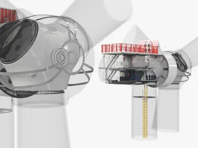  Wind Turbine Nacelle Cutaway Gray 