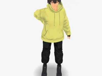 SciFi 3d anime kawaii boy character c14 Low-poly 3D model