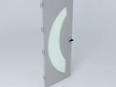 Letter "C", 3D door, very detail with glass, lock and hinger. Free 3D model