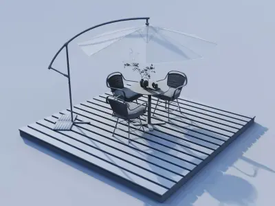 Outdoor Patio Sitting and Wood Decking 3D model