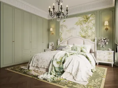 3D model of American bedroom 3D model