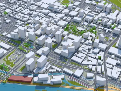 Richmond Virginia USA 40km Low-poly 3D model