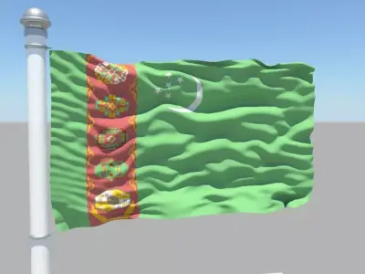 Turkmenistan flag 3D model