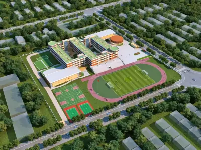 Contemporary School Campus Masterplan 3D model