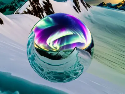 8K HDR Snowy Mountain Aurora Background 3D model