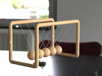 Wooden Newtons cradle Free 3D model
