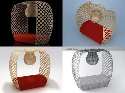 Volute chair made of rattan 3D model