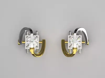 Two-tone Diamond Drop stl Earrings Model je0001 3D print model