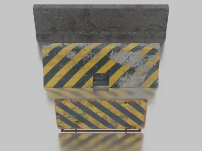 Dirty Concrete Street Barrier Pack 3D model