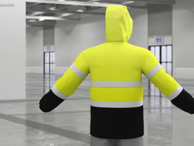 John Deere Rain Jacket High Visibility 3D model