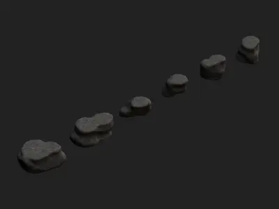 Short Flat Rocks - Rough 2 Low-poly 3D model