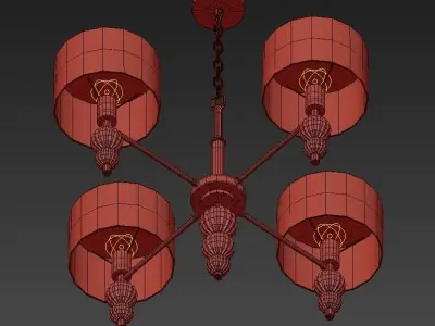 Alette light chrome chandelier with shades 3D model