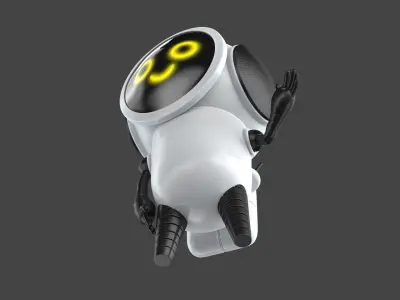 Cute Robot with Looped Run Animation and Emotions Low-poly 3D model