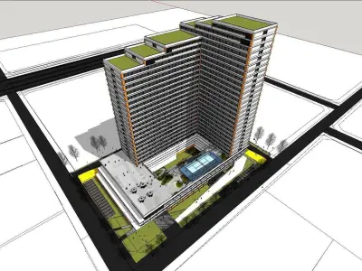 SU model of modern style Xinda community apartment building 3D model