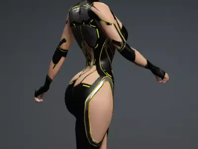 Cyberpunk Female Sci-Fi Character  Game-Ready 3D Model 3D model