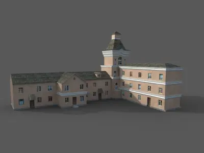 building old with clock tower 3D model