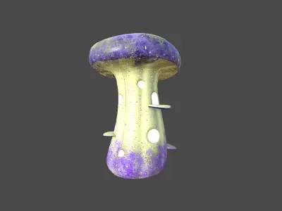 Fantasy Mushroom F08 Purple Yellow - Scene Backdrop Design Low-poly 3D model