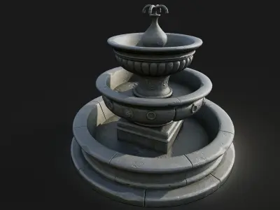 Stone fountain Low-poly 3D model