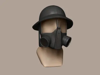 Steampunk Miner Helmet Mask - SciFi Character Design Low-poly 3D model