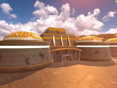 SciFi Desert Building 3 Low-poly 3D model