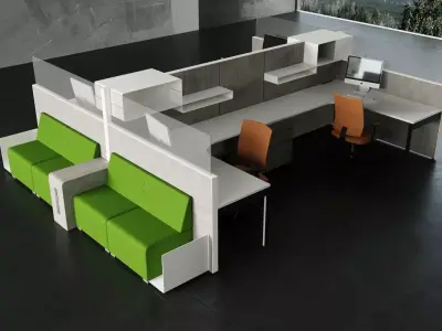 Modern Office Table and Chair Set 3D Model Scene set4 3D model