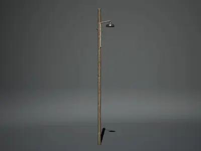 Wood Street Light Pole - Low-Poly 3D model Low-poly 3D model