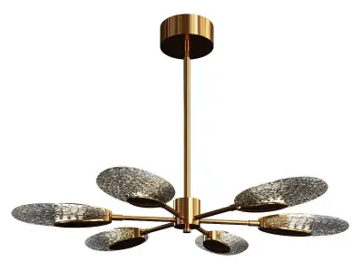 CERES brass chandelier with glass shades Low-poly 3D model