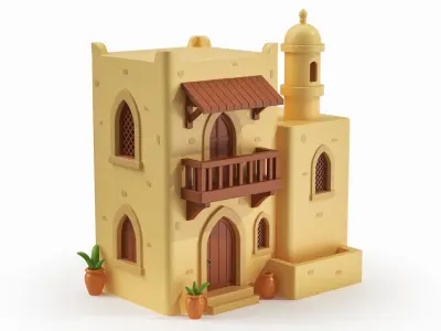  Ethnic Cartoonish Houses 3D Bundle 