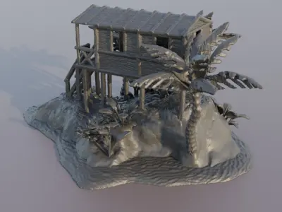 Small Island Hut Tabletop Terrain 28 mm 3D print model