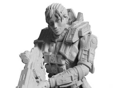 Scifi Battle Armor - Koloss Assault Rifle Captain Ryli 3D print 3D print model